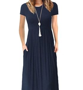 Super soft navy short sleeved maxi dress NWT